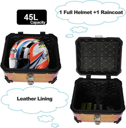 LGP Rainbow Large Capacity Aluminium Top Box 45 Ltrs (fits All Motorcycle) - Color Plating Premium Top Box-LGP11213
