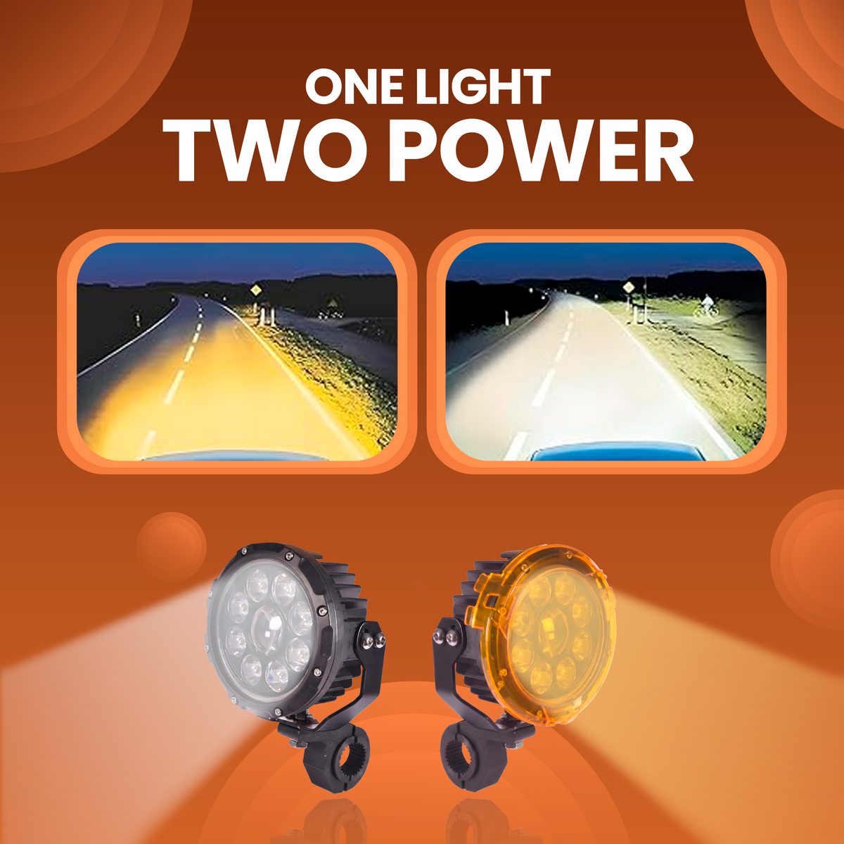 LGP DK-90S 170W LED Spotlight with Yellow Filter | High Power Auxiliary Fog Light for Bike & Car | IP67 Waterproof Driving Lamp