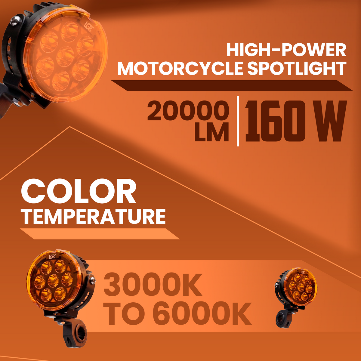 LGP DK80-PRO High-Power Motorcycle Spotlight 160W 20000LM LED