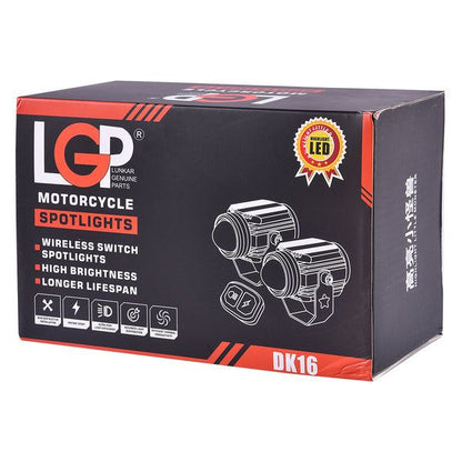 LGP Fog Lamp Dk16 With Wireless Harness Switch And Clamps For All Bikes