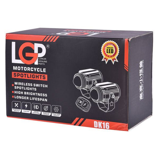 LGP Fog Lamp Dk16 With Wireless Harness Switch And Clamps For All Bikes