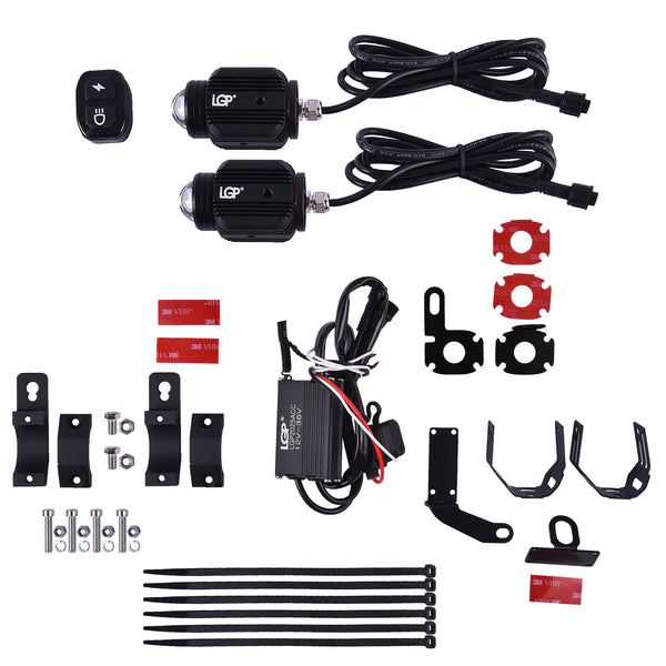 LGP Fog Lamp Dk16 With Wireless Harness Switch And Clamps For All Bikes