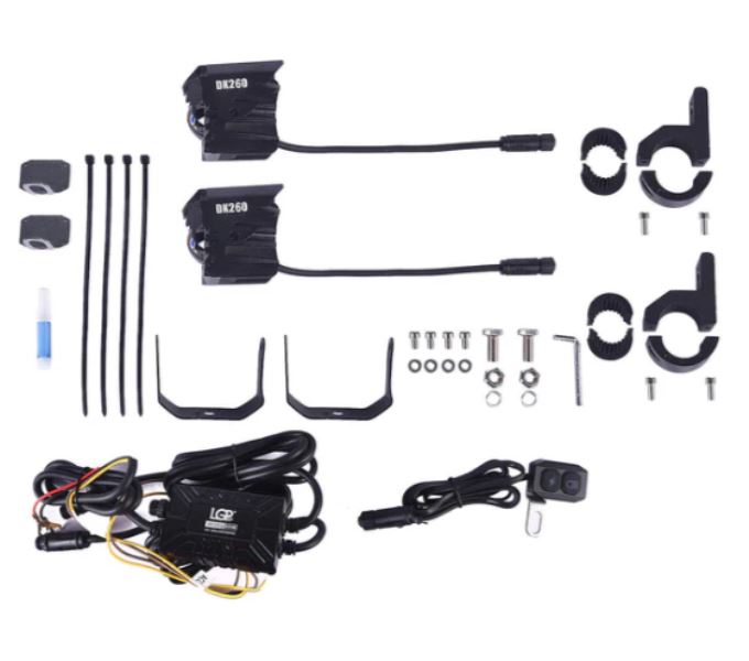LGP Fog Lamp Dk260 With Wiring Harness And Wireless Switch For All Bikes