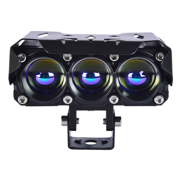 LGP Fog Lamp Dk300 Projector Triple Lens For Bikes With Dual Light Colors (Yellow And White)
