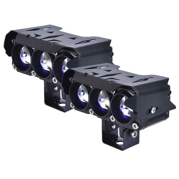 LGP Fog Lamp Dk300 Projector Triple Lens For Bikes With Dual Light Colors (Yellow And White)