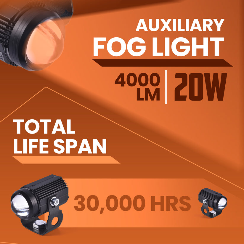 LGP Mini Driving Light Fog lamp for Bike (Pair) | High Brightness LED Fog Light | Waterproof Auxiliary Light for Motorcycle