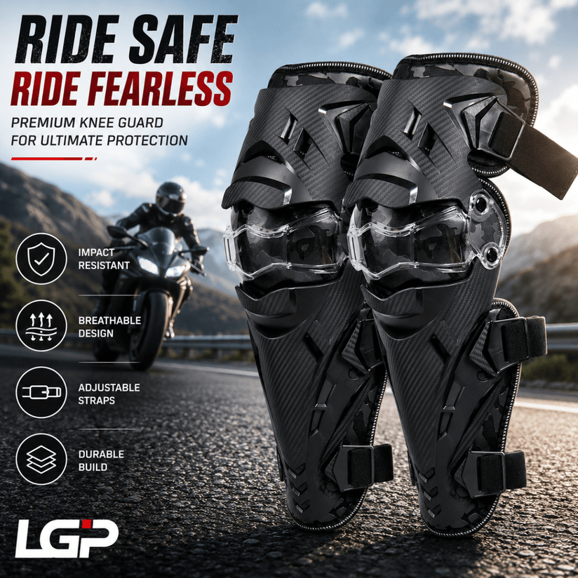 LGP Motorcycle Knee Guard Set of 2 - Riding Safety &amp; Knee Protection