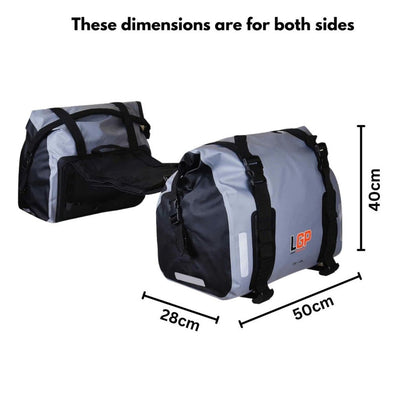 LGP Motorcycle Saddle Bags 35L × 2 (Grey) - PB0003