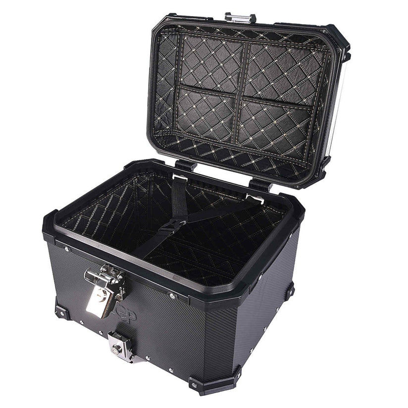 LGP Motorcycle Top Box 45L Carbon Finish Luggage Box with Backrest - LGPT0099