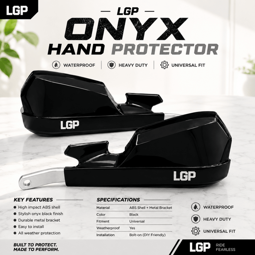 LGP Onyx Universal Motorcycle Hand Protector With Aluminium Mounts – Black - PHP0002