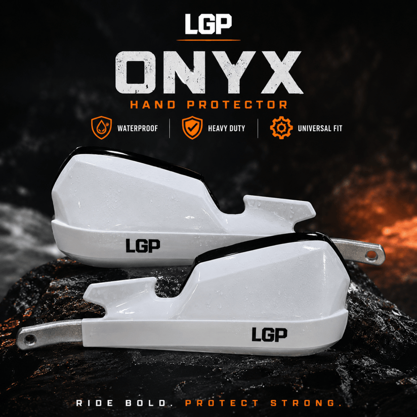 LGP Onyx Universal Motorcycle Hand Protector With Aluminium Mounts – White - PHP0001