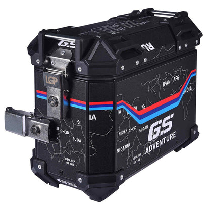 LGP Pannier Box 25L Black Map Line Motorcycle Side Luggage Box - LGPT0041