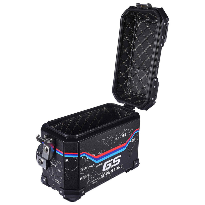 LGP Pannier Box 25L Black Map Line Motorcycle Side Luggage Box - LGPT0041