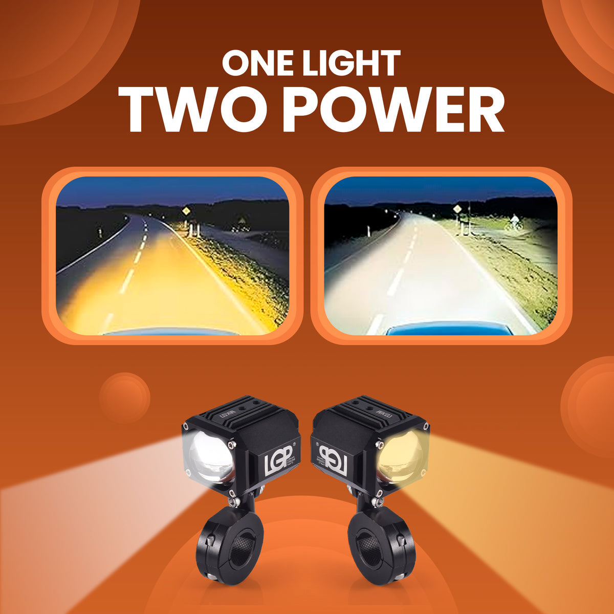 LGP Spotlight MK07 Dual Beam Motorcycle Light, 80W 7000LM