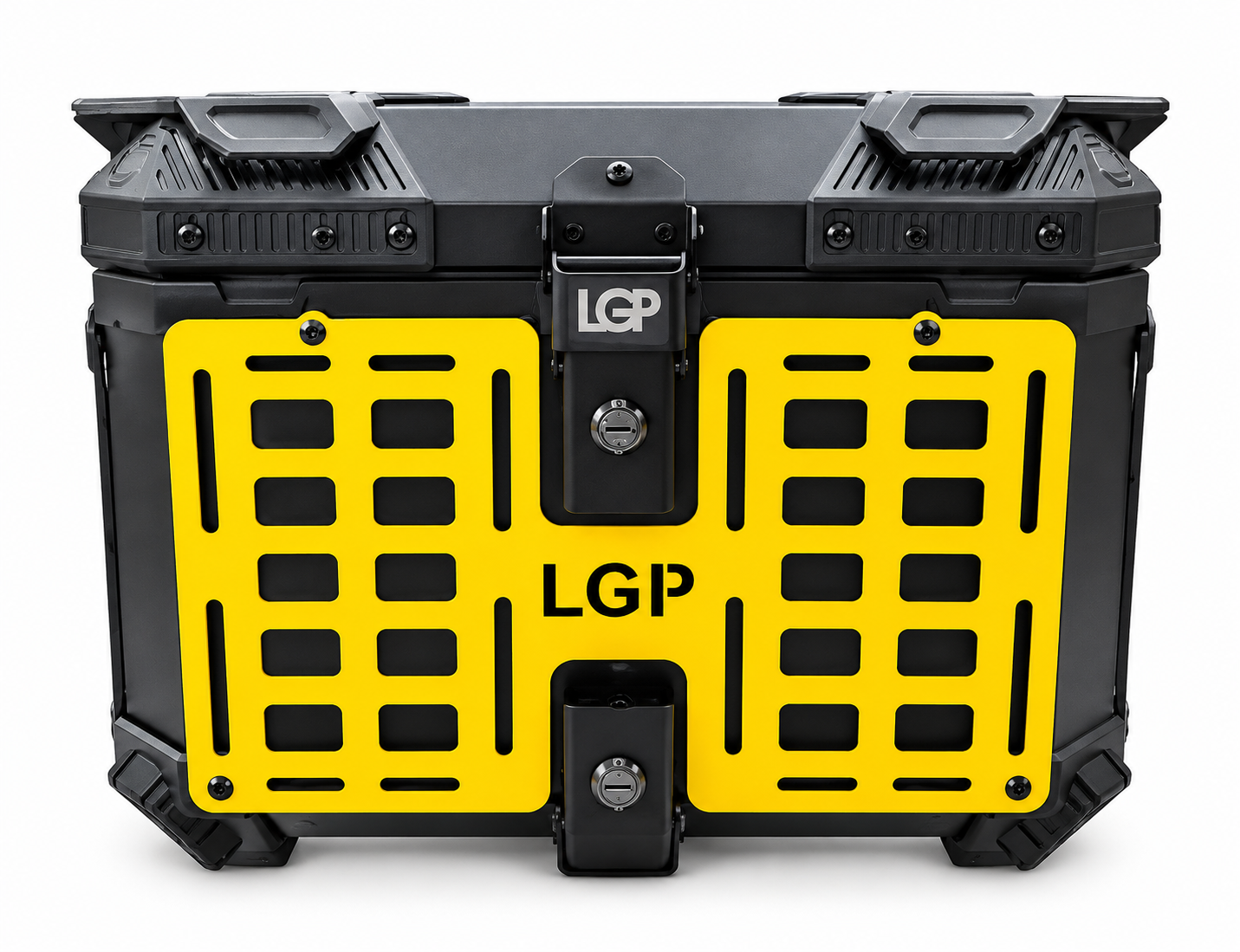 LGP Top Box 45L Armoured Black Yellow With Backrest - LGPT0107