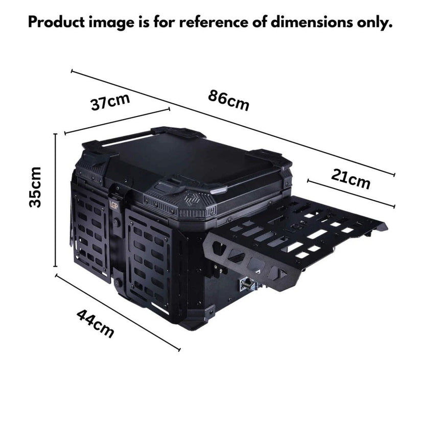LGP Top Box 45L Black Armoured With Backrest - LGPT0052