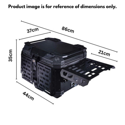 LGP Top Box 45L Black Armoured With Backrest - LGPT0052