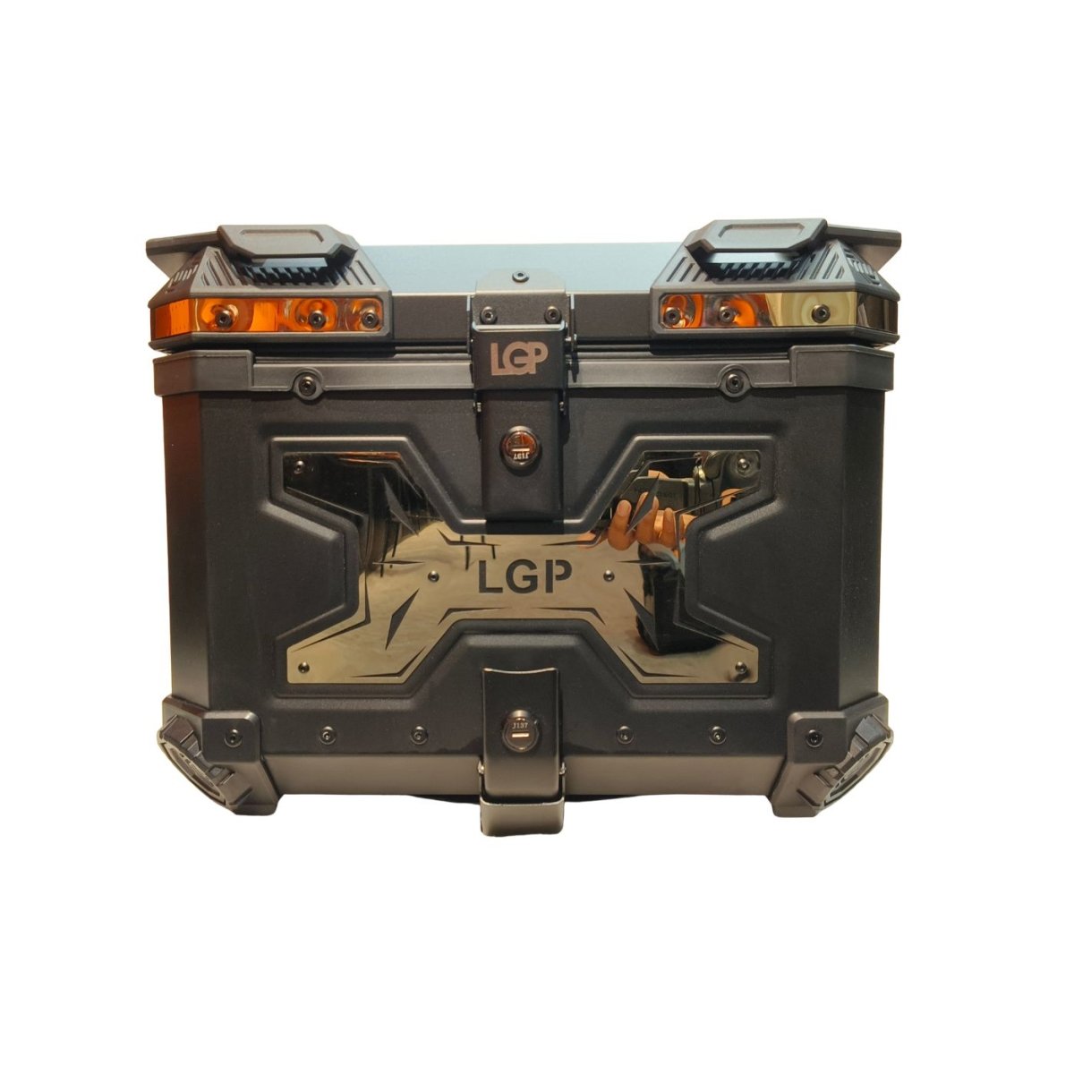 LGP Top Box 45L Black Type X Gold With Backrest - LGPT0095