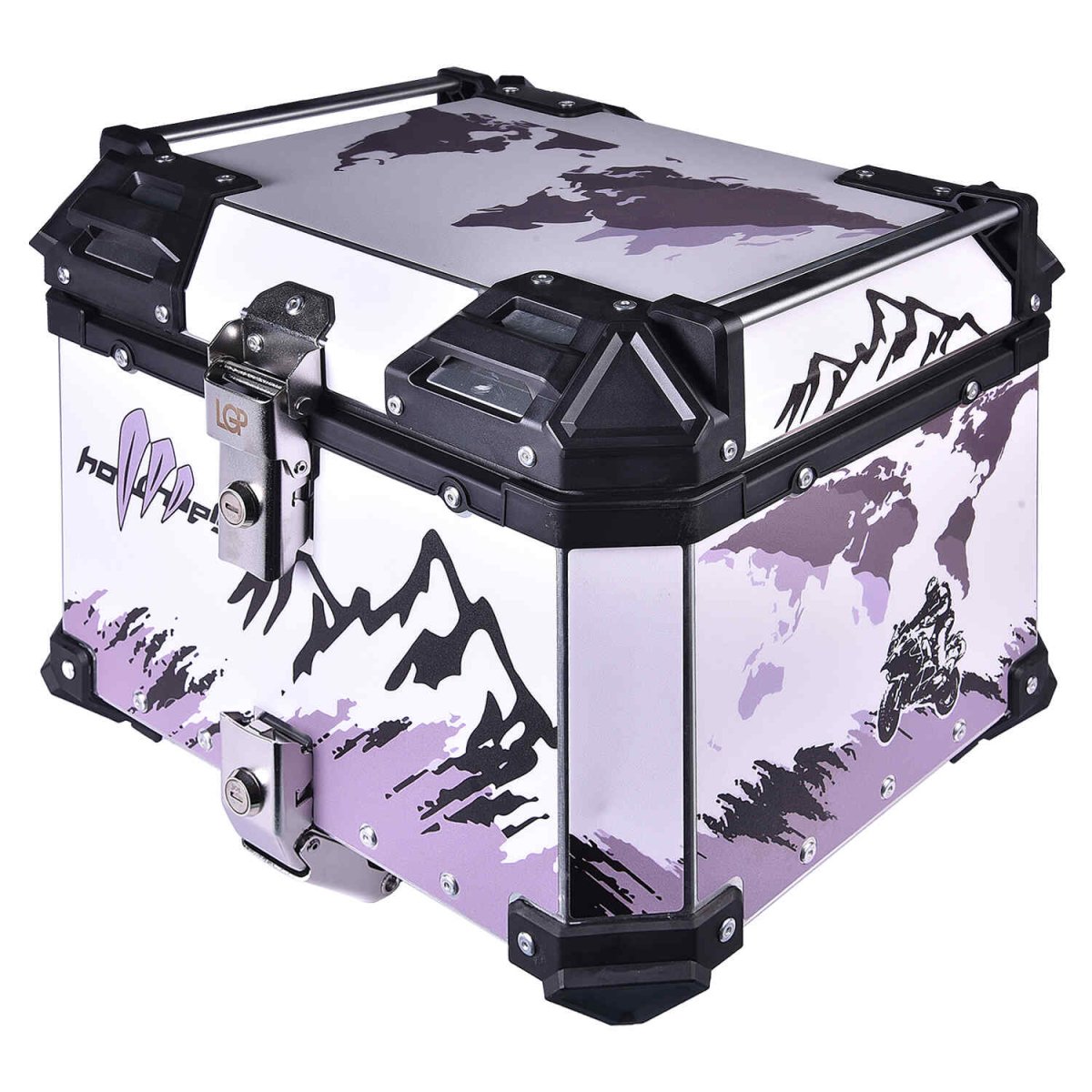 LGP Top Box 45L White Graphics With Backrest - LGPT0064