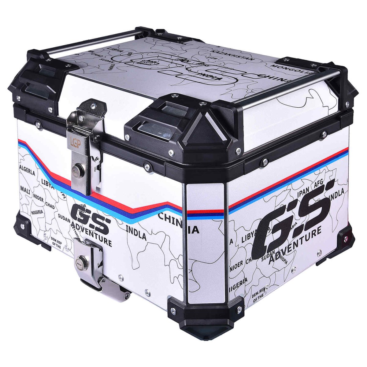 LGP Top Box 45L White Map Line With Backrest - LGPT0062