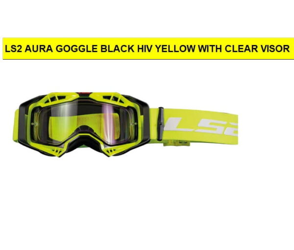 LS2 Aura Goggle Black Hiv Yellow With Clear Visor - Riders Junction