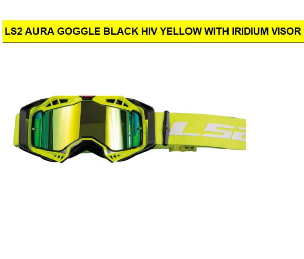 LS2 Aura Pro Goggle Black Hiv Yellow With Iridium Visor