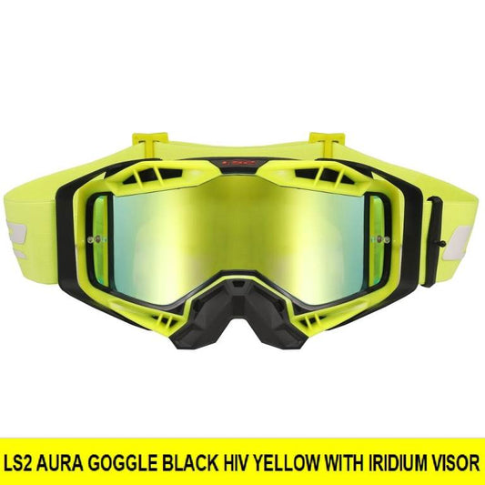 LS2 Aura Pro Goggle Black Hiv Yellow With Iridium Visor