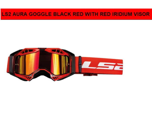 LS2 Aura Pro Goggle Black Red With Red Iridium Visor - Riders Junction