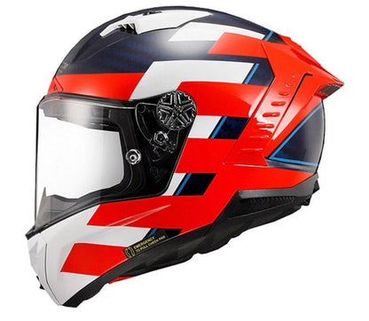 LS2 MX701 Explorer Carbon Focus Gloss Blue White Red - Helmet