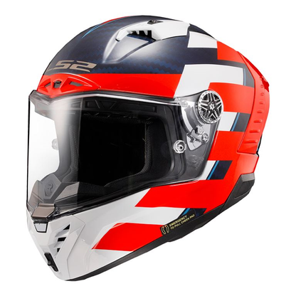 LS2 MX701 Explorer Carbon Focus Gloss Blue White Red - Helmet