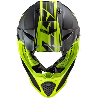 LS2 Fast Evo Roar Helmet-Matt & Gloss Black Hi-Viz Yellow-MX437