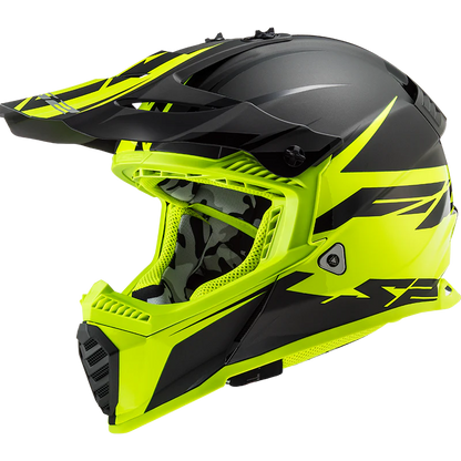 LS2 Fast Evo Roar Helmet-Matt & Gloss Black Hi-Viz Yellow-MX437
