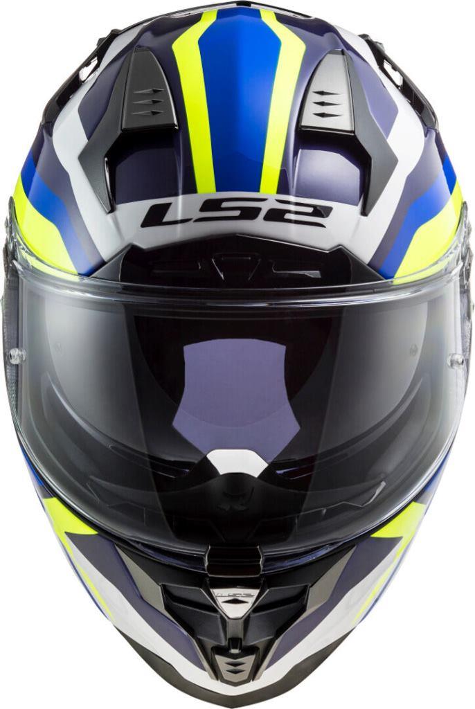 LS2 FF327 Challenger Galactic Gloss White Yellow Blue Helmet - Riders Junction