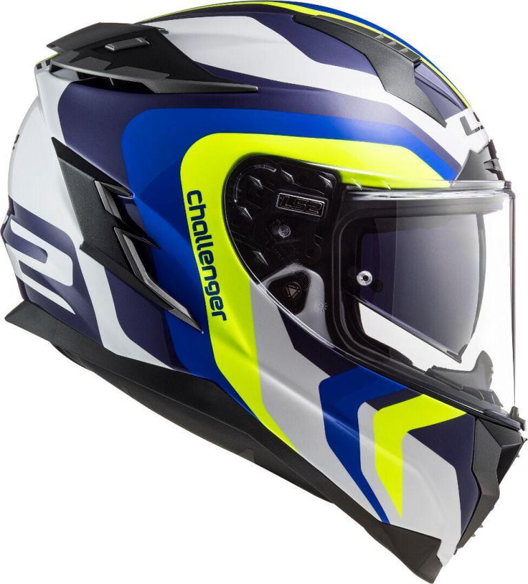 LS2 FF327 Challenger Galactic Gloss White Yellow Blue Helmet - Riders Junction