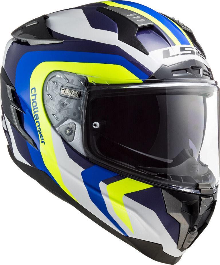 LS2 Helmet Challenger Galactic Gloss White Yellow Blue Helmet - FF327