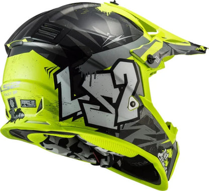LS2 MX437 Fast Evo Crusher Matt Black Hi Vis Yellow Helmet - Riders Junction