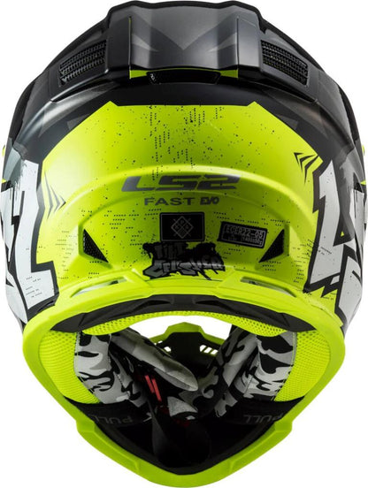 LS2 MX437 Fast Evo Crusher Matt Black Hi Vis Yellow Helmet - Riders Junction