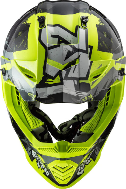 LS2 MX437 Fast Evo Crusher Matt Black Hi Vis Yellow Helmet - Riders Junction