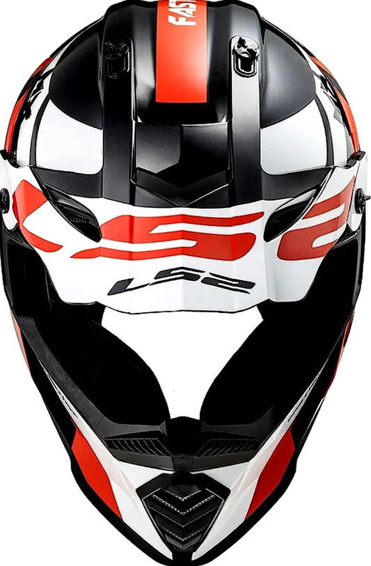 LS2 Helmets Fast Evo Strike Black White Red - MX437