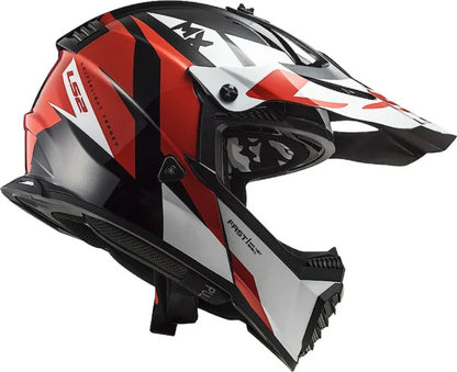 LS2 MX437 Fast Evo Strike Black White Red Helmet - Riders Junction