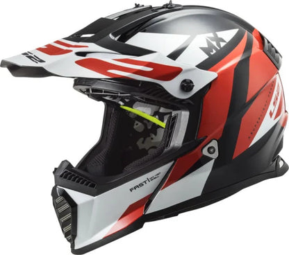 LS2 MX437 Fast Evo Strike Black White Red Helmet - Riders Junction