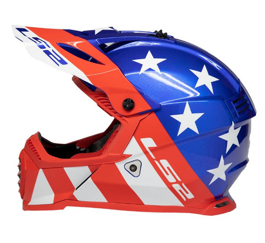 LS2 Helmets Fast Evo Stripes Red White Blue - Mx437