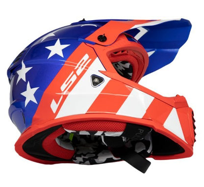 LS2 MX437 Fast Evo Stripes Red White Blue Helmet - Riders Junction