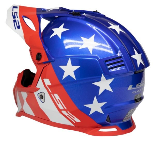 LS2 MX437 Fast Evo Stripes Red White Blue Helmet - Riders Junction