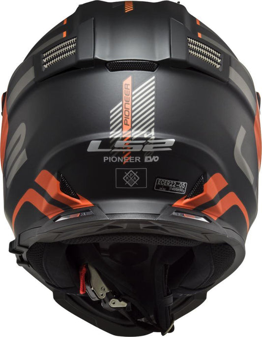 LS2 MX436 Pioneer Evo Adventurer Matt Black Orange Helmet - Riders Junction
