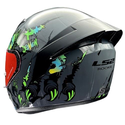 LS2 FF352 Rookie Demon Dark Grey Green Helmet - Riders Junction
