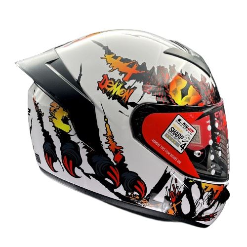LS2 FF352 Rookie Demon White Red Helmet - Riders Junction