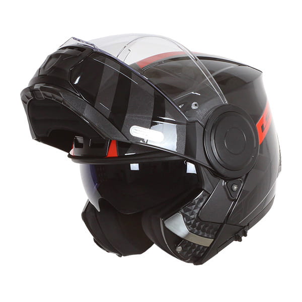 LS2  FF902 Scope Hamr Gloss Black Titanium Red Helmet - Riders Junction