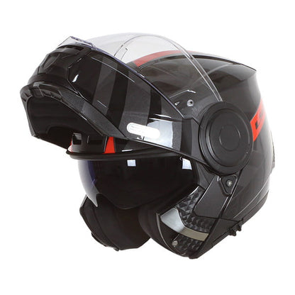 LS2  FF902 Scope Hamr Gloss Black Titanium Red Helmet - Riders Junction