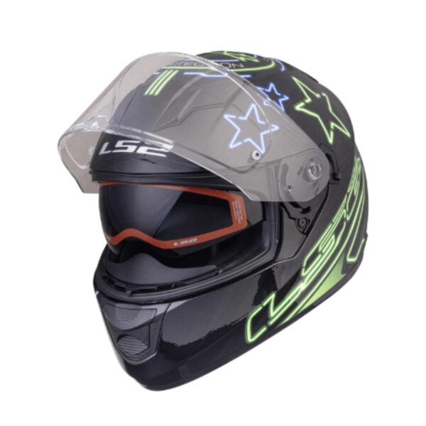 LS2 FF320 Stream Evo Neon Black Fluo Green Blue Helmet - Riders Junction